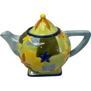 Oneida Teapot China Multicolor Floral Patchwork Hand Painted Ceramic Tea Pot